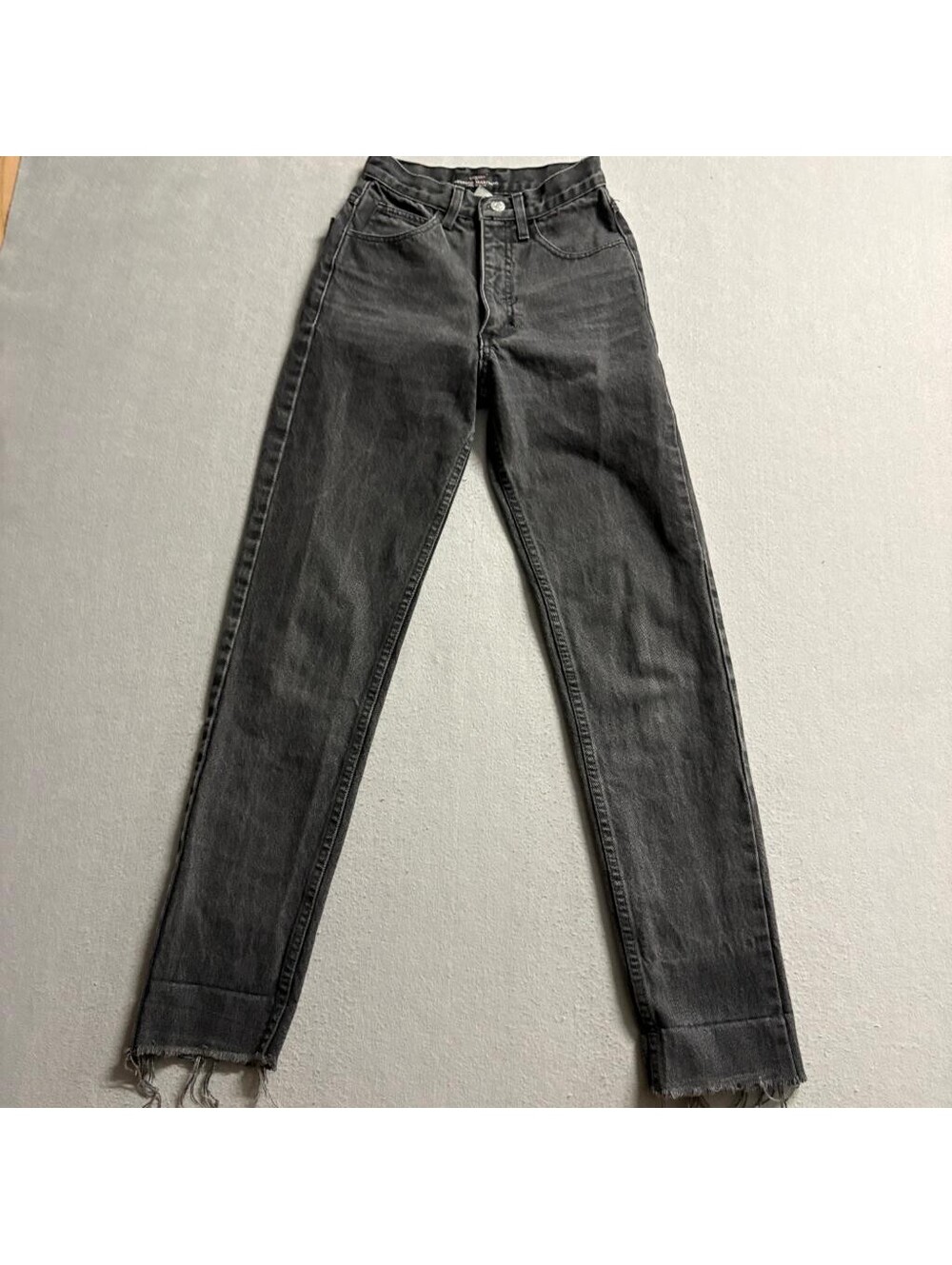 Vintage Guess Georges Marciano Jeans Womens 24 Black Denim High Rise Raw Hem USA